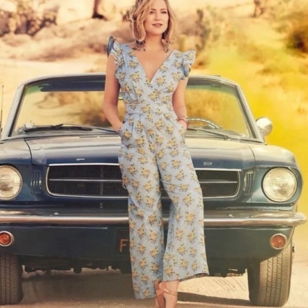 Happy nature by Kate Hudson Floral Print Jumpsuit in Light Blue